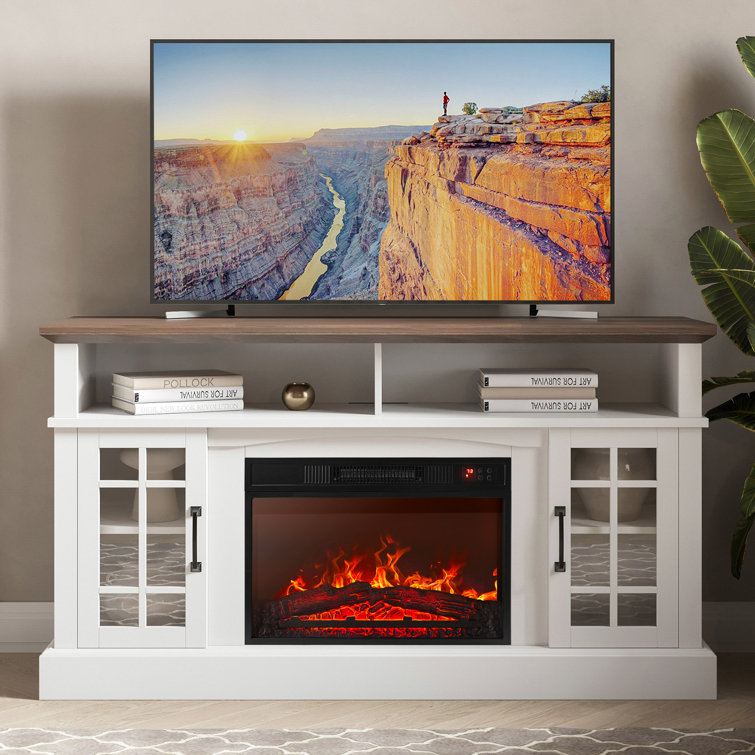 Mistana whittier tv stand for tvs up with electric fireplace included hotsell
